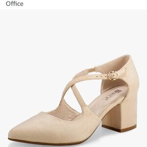 IDIFU Cream Strappy Block Heels